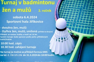Turnaj v badmintonu Jiříkovice 6.4.2024