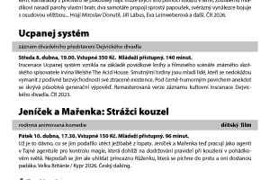 Kino Měnín - Program na  duben 2026