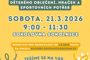 Jarní bazar Sokolnice 21.3.2026 